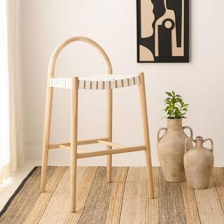 Rhyan Natural Leather Bar Stool | The Home Depot