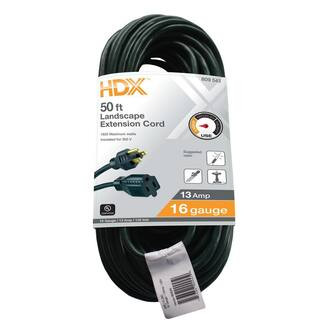 50 ft. 16/3 Light Duty Indoor/Outdoor Landscape Extension Cord, Green | The Home Depot