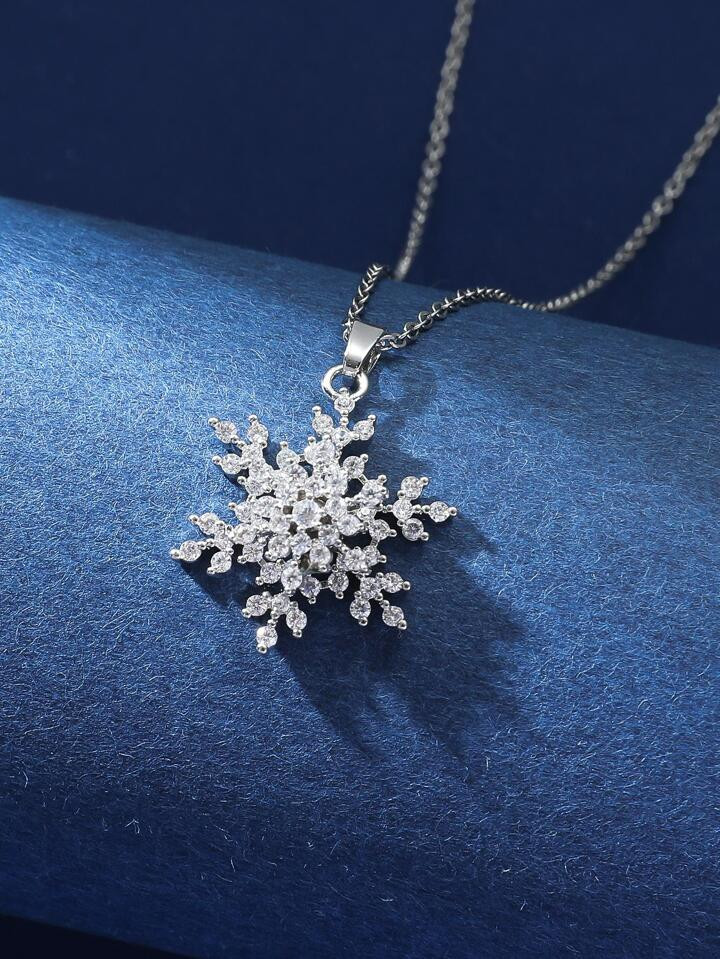 1pc Exquisite Cubic Zirconia Decor Snowflake Pendant Necklace For Women For Party | SHEIN