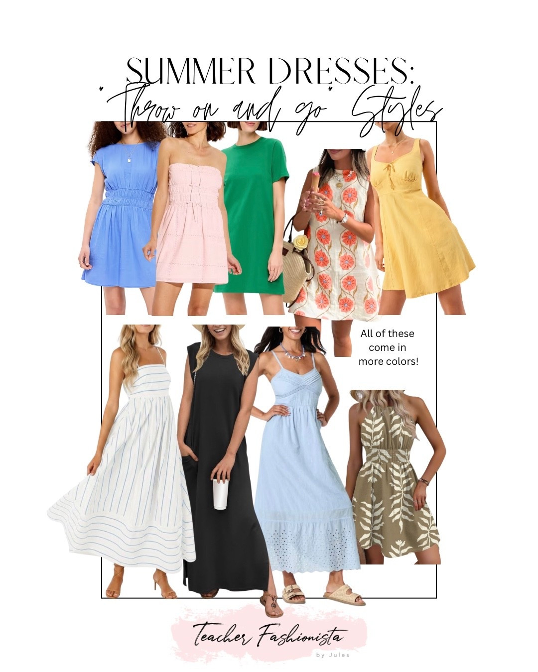 “Throw on and go” summer dresses! Fun prints, solid colors, statement styles— all easy to style with a simple bag and your favorite sandals! Vacation or summer fun, you’ll be ready!

#LTKSeasonal #LTKSaleAlert