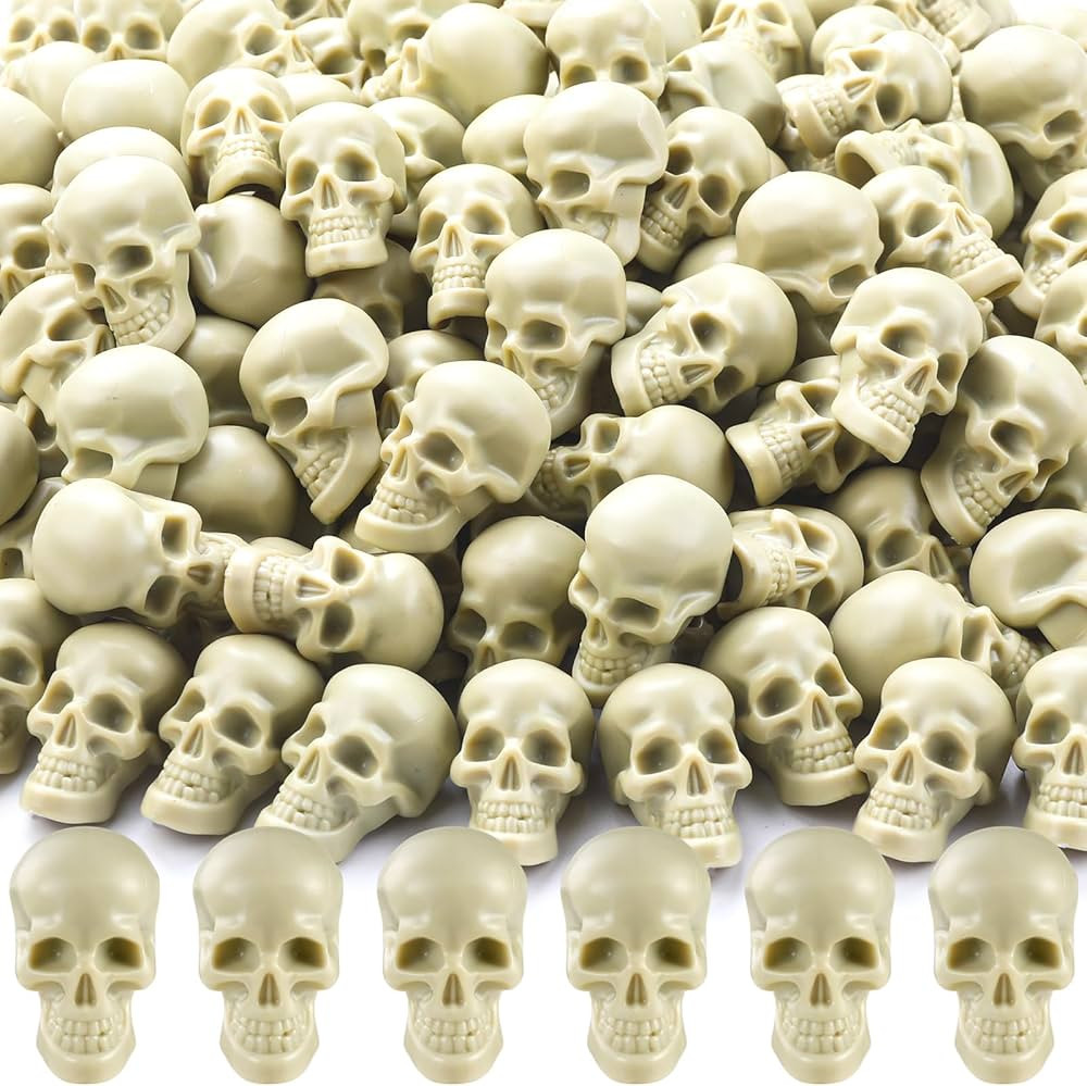 100PCS Halloween Mini Skull Heads Decoration,0.79X1.42 Inch Plastic Miniature Decorative Skulls H... | Amazon (US)