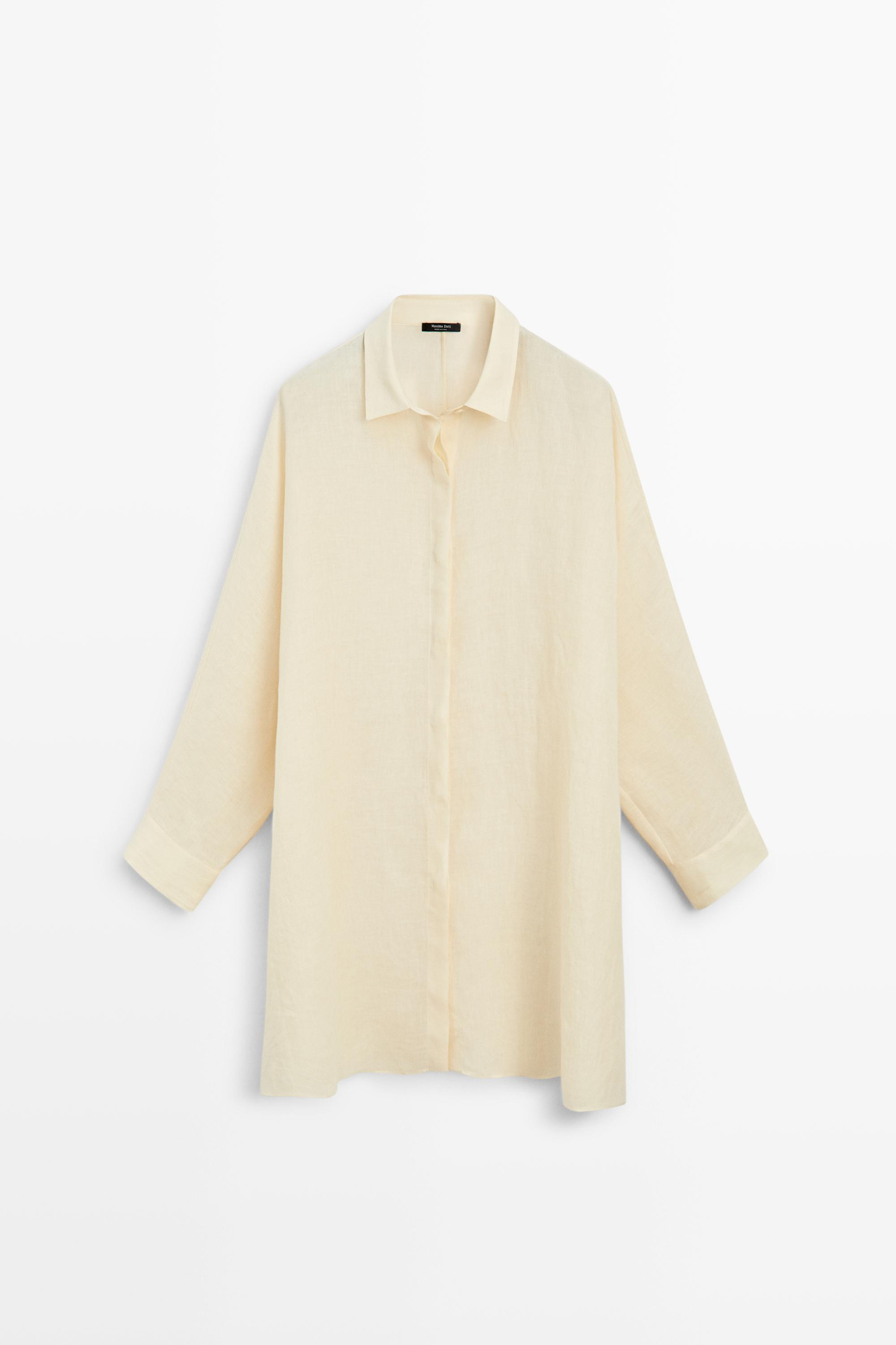 100% linen short shirt dress | Massimo Dutti US