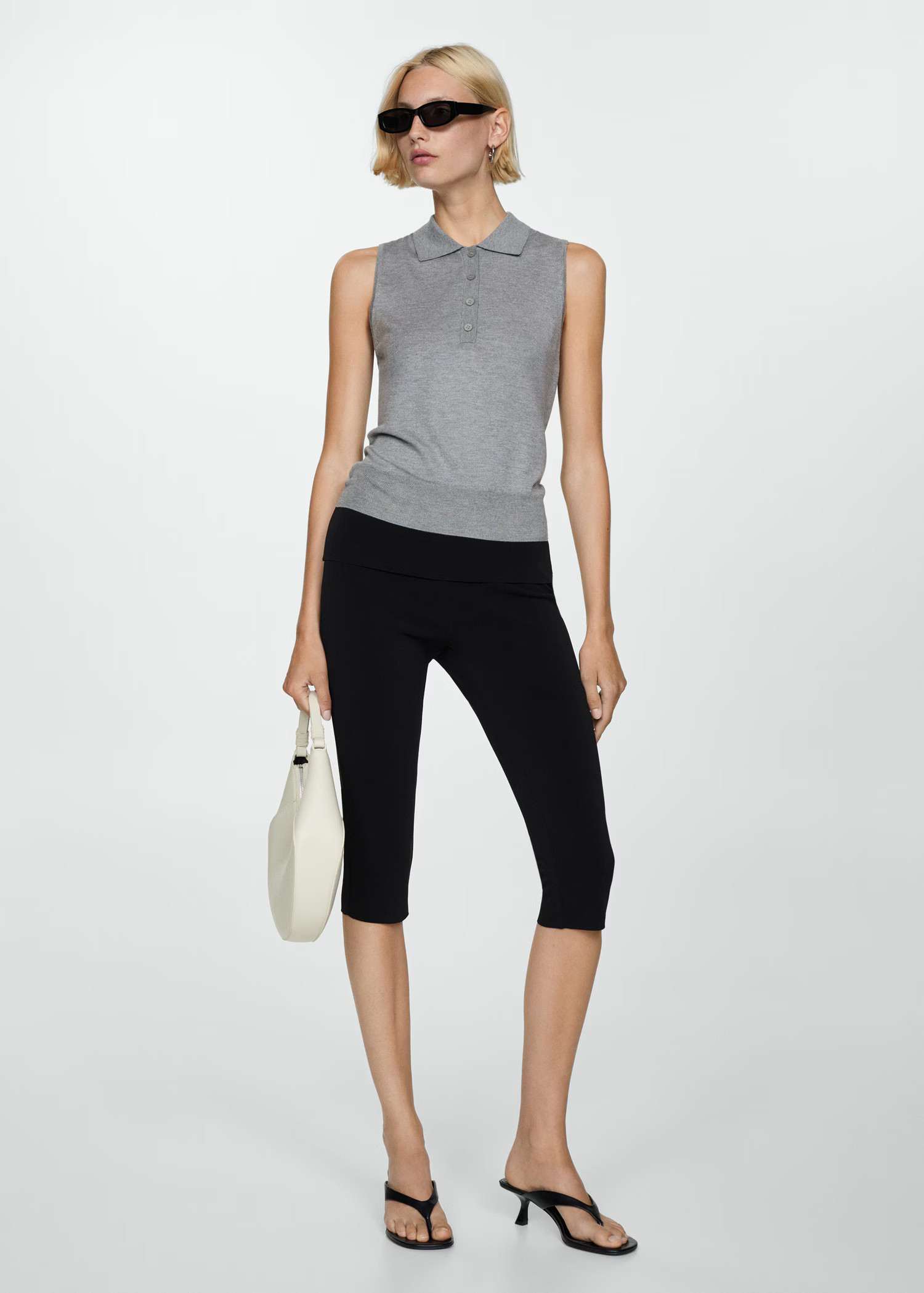 Fine-knit polo neck vest - Woman | MANGO USA | MANGO (US)