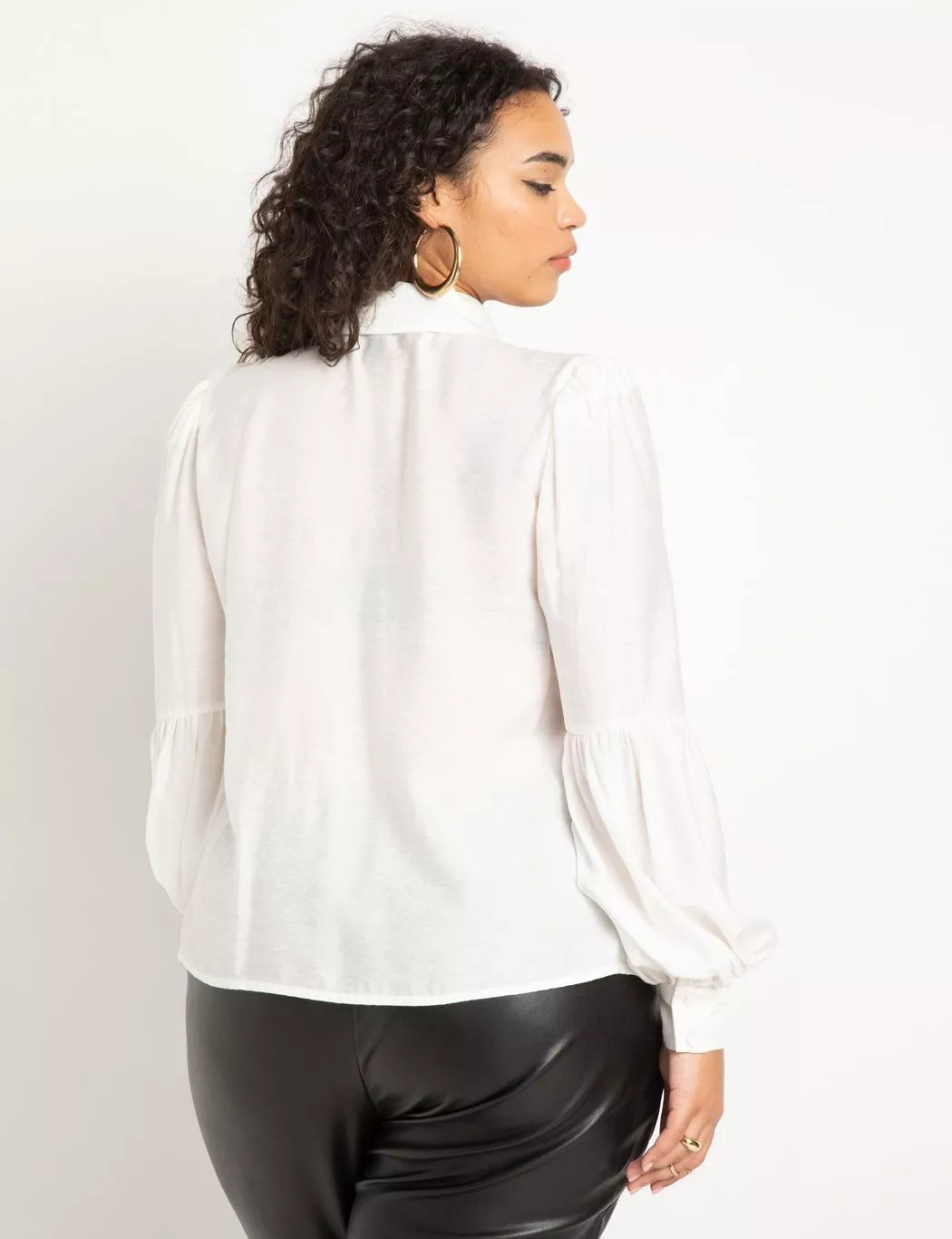 Contrast Bow Puff Sleeve Blouse | Eloquii
