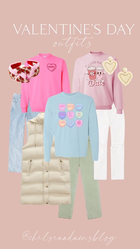 Valentines day outfits
Heart sweatshirt
Crewneck
Conversation heart sweatshirt
White jeans
Abercrombie 
Heart headband
Heart earrings
Ootd
Teacher outfit

#LTKunder50 #LTKunder100 #LTKhome