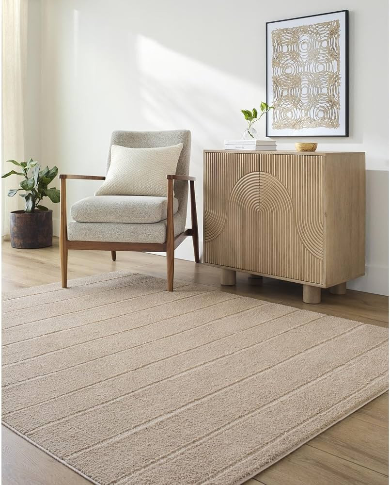 Livabliss x Our PNW Home Cascade Minimalist Striped Area Rug, 7'10" x 10', Taupe | Amazon (US)