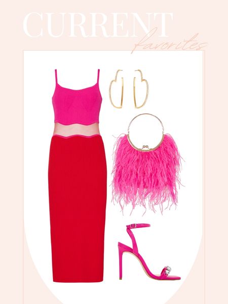 Valentine’s Day outfit. Feather bag. Molly red and pink bodycon dress  

#LTKunder100 #LTKstyletip #LTKitbag