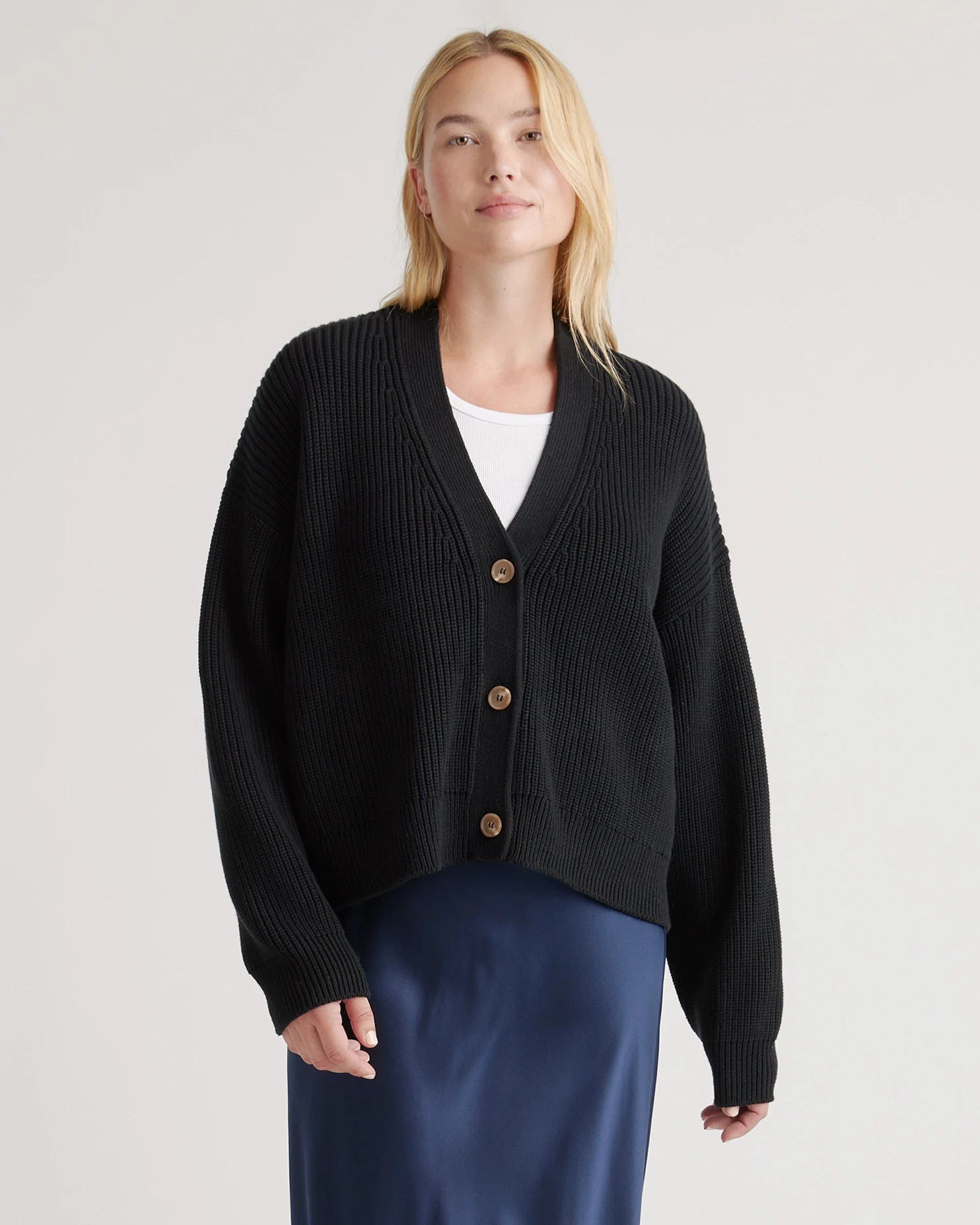 100% Organic Cotton Fisherman Boxy Cropped Cardigan | Quince