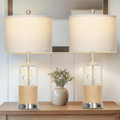 Table Lamps Set Of 2 With Usb A+C Ports & Ac Outlets, 3-Way Dimmable Touch Control Night Light With Linen Shade And Included Led Bulbs For Bedroom Liv | Wayfair North America