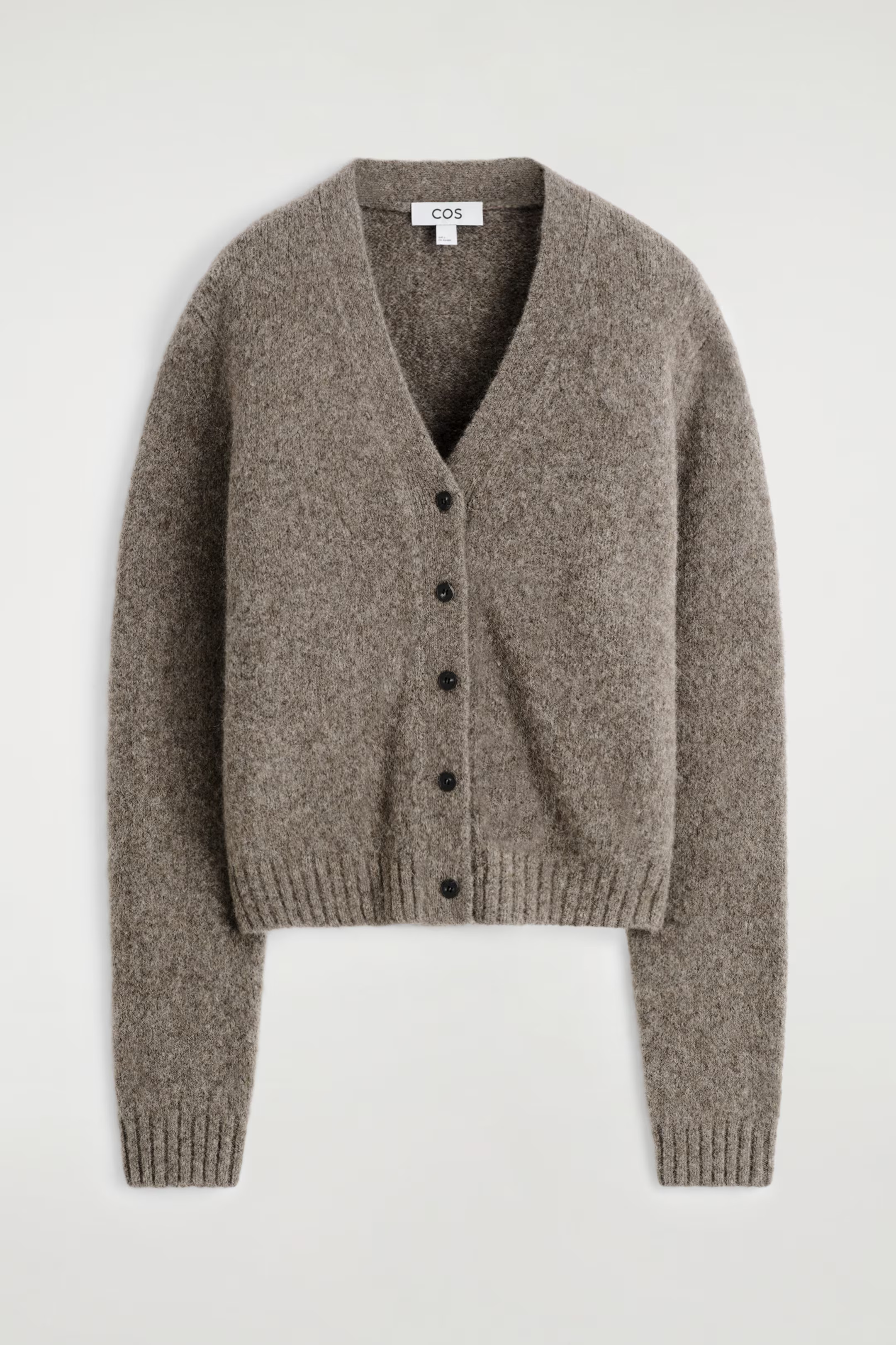 VERKÜRZTE STRICKJACKE AUS ALPAKA-MIX - TAUPE MELIERT | COS | COS (EU)