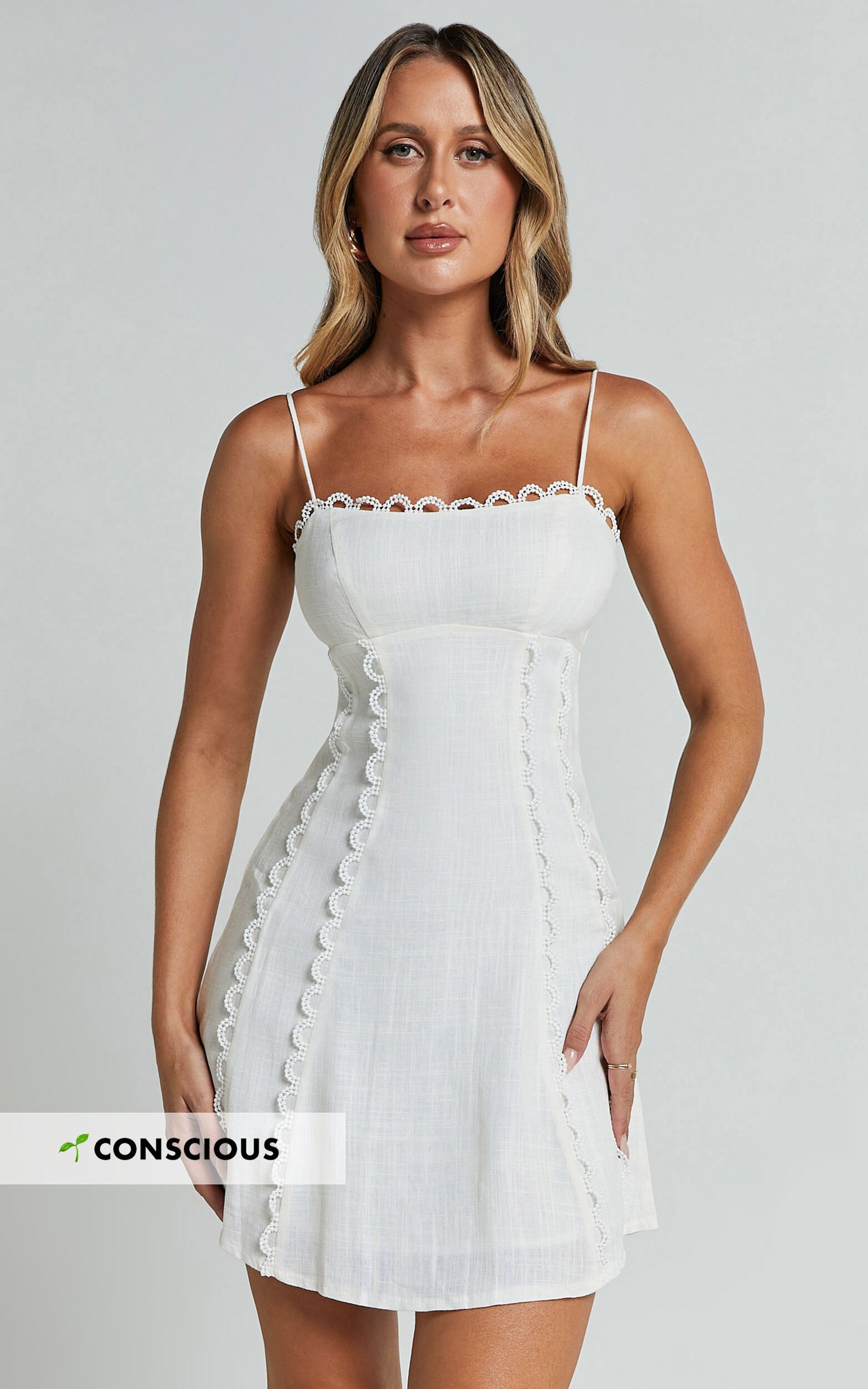 Gelli Mini Dress - Strappy Lace Detail Dress in White | Showpo (ANZ)