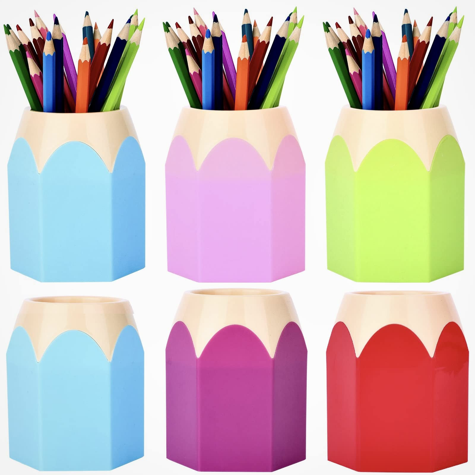 6pcs Pencil Shaped Pen Holders,Pencil Storage Organizer,Cute Desktop Pen Cup,Makeup Brush Container,Pencil Pot,Cartoon Stationery Rack,Creative Stationery Storage,for Office Home Decoration | Amazon (US)