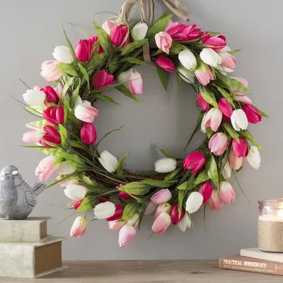 Luxurious Tulip Blossom Polysilk Wreath | Wayfair North America