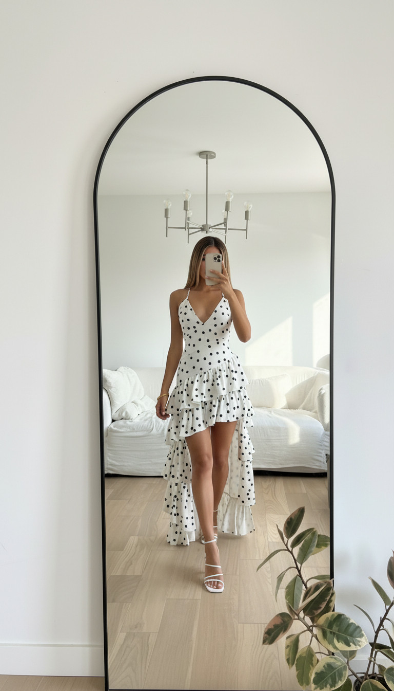 Such a fun bridal shower dress idea 🤍

This polka dot high-low maxi is perfect for bridal showers, engagement parties, rehearsal dinners, and courthouse weddings. Styled with white heels for the cutest modern bride outfit. 

 #LTKootd #LTKWedding