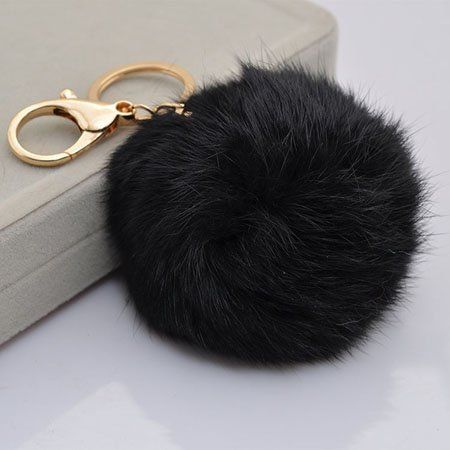 18 K Gold Plated Keychain with Plush Cute Genuine Rabbit Fur Key Chain for Car Key Ring or Bags 0025 | Amazon (US)