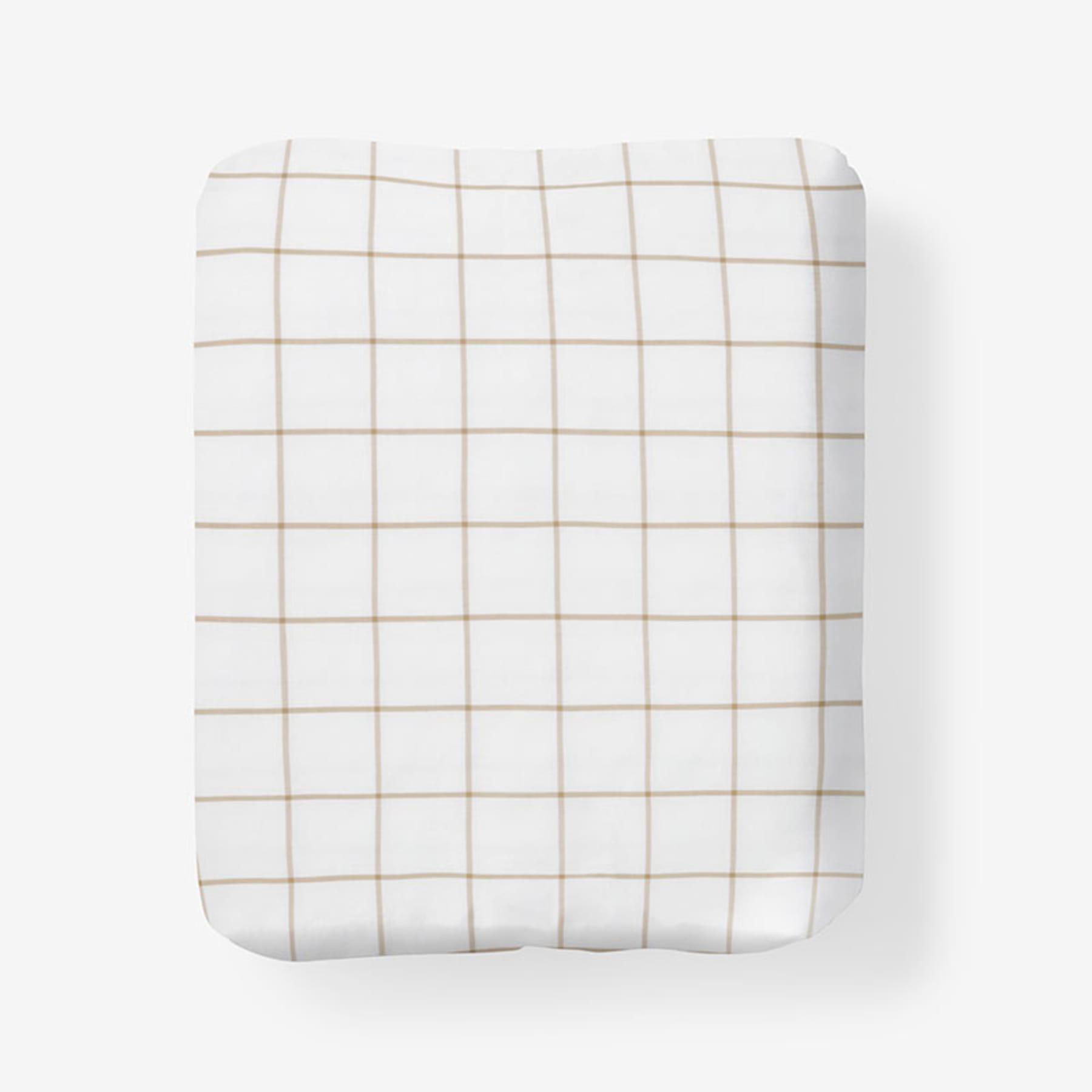 Block Plaid Classic Cool Cotton Percale Fitted Bed Sheet - Wheat, Twin XL | The Company Store