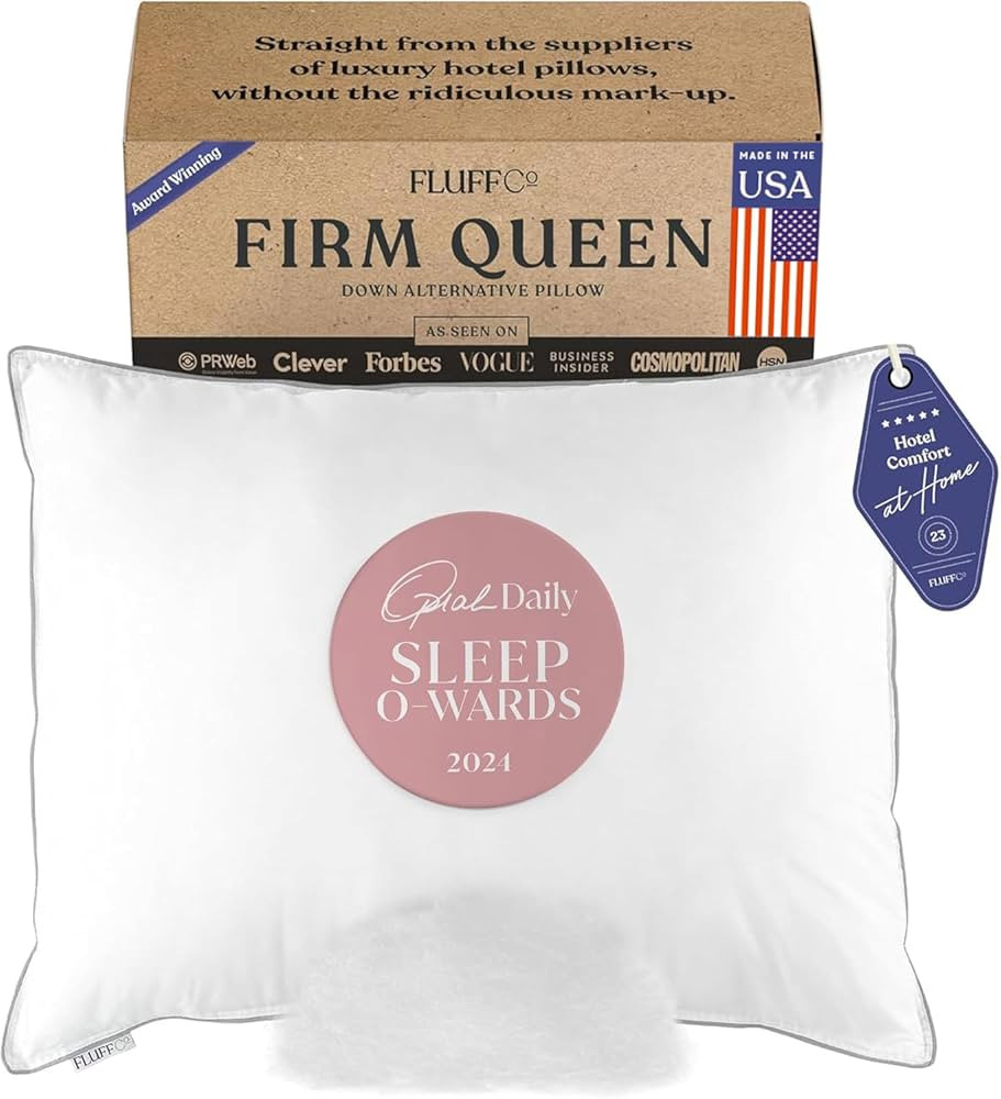 FluffCo Zen Fluff Pillows - Down Alternative - Standard/Queen Bed Pillow for Sleeping Made in USA... | Amazon (US)