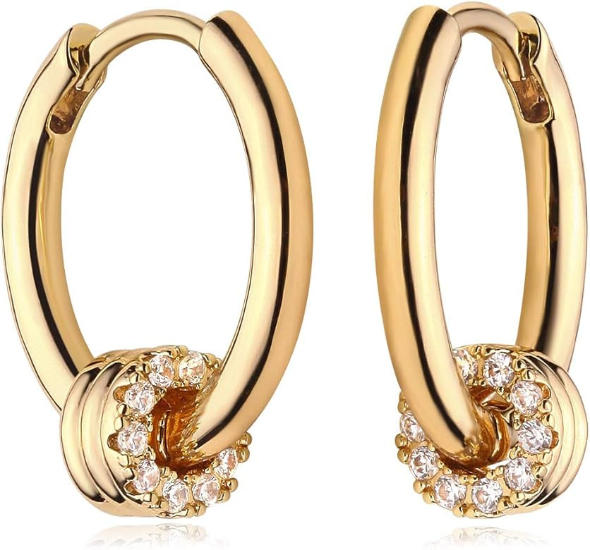 MYEARS Women Gold Huggie Hoop Earrings Bead Ball Spike Star Diamond CZ Sleeper Dangle Drop 14K Go... | Amazon (US)