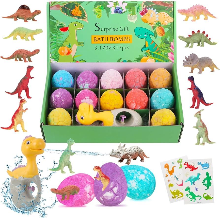 Easter Basket Stuffers for Toddlers, Dino Egg Bath Bomb Set, Bath Bombs with Surprise Inside, Col... | Amazon (US)