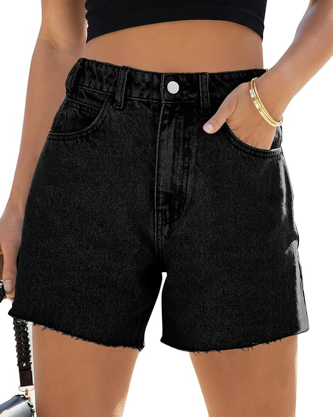 Cicy Bell Womens High Waisted Jean Shorts Summer Baggy Stretchy Straight Leg Raw Hem Mom Denim Sh... | Amazon (US)