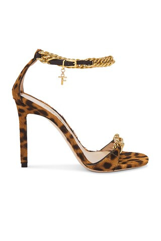 TOM FORD Leopard Print Zenith 105mm Sandal in Brown | FWRD 