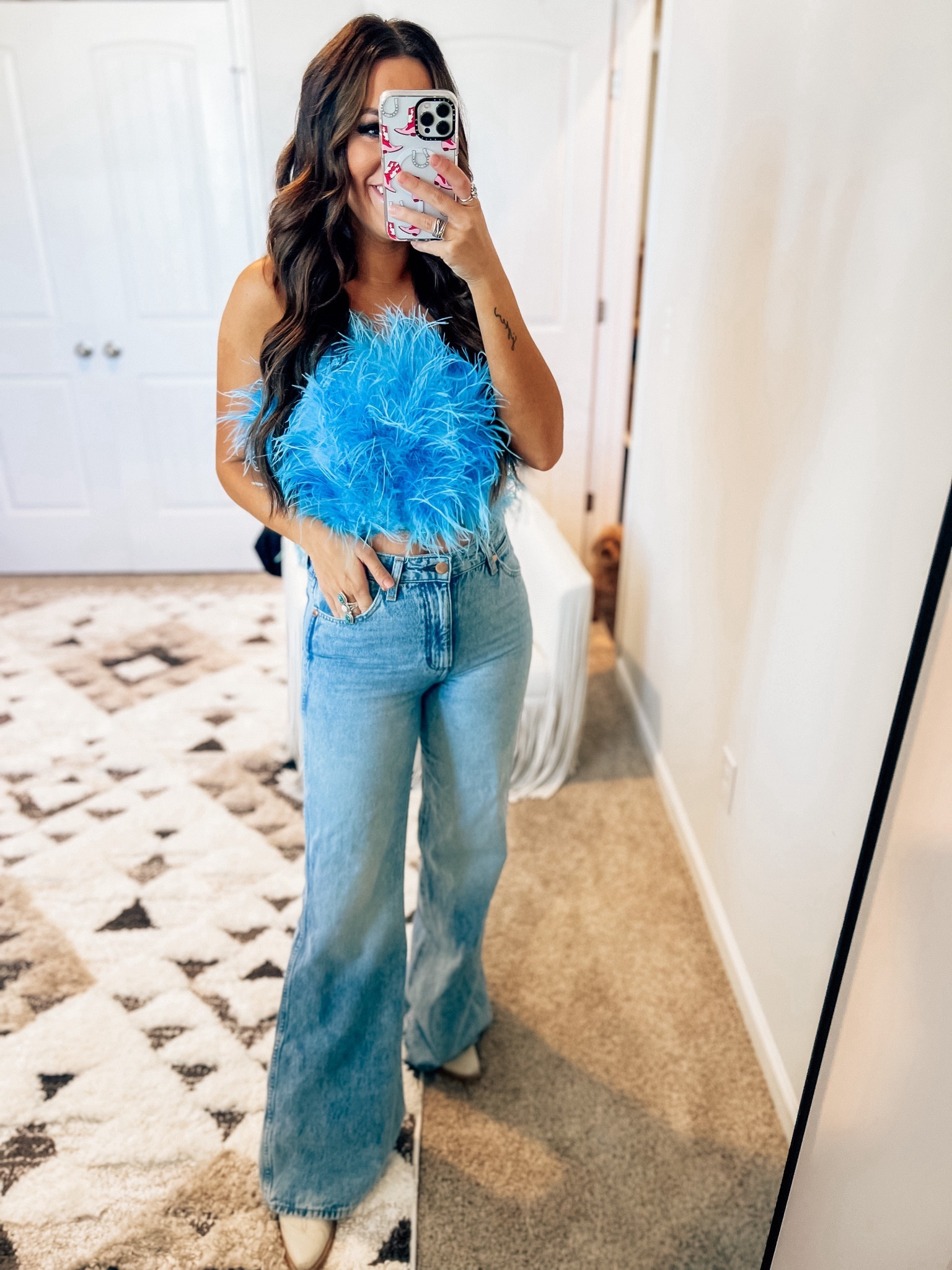 Nashville bachelorette outfits anyone? This feather top is one of my fav going out tops for a country concert outfit, Nashville outfits, or just going out to a bar outfit! Paired with my favorite flare jeans and lucchese boots! 
1/13

#LTKstyletip #LTKparties