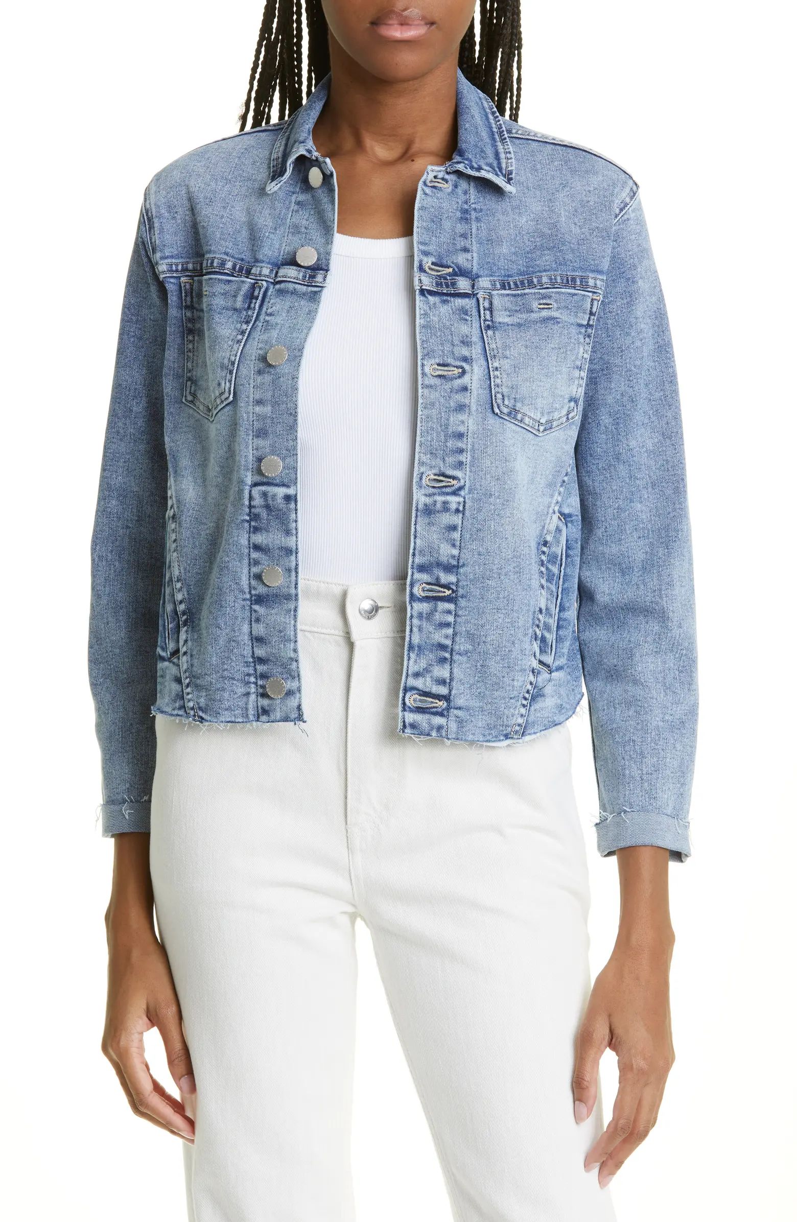 Janelle Slim Raw Edge Denim Jacket | Nordstrom