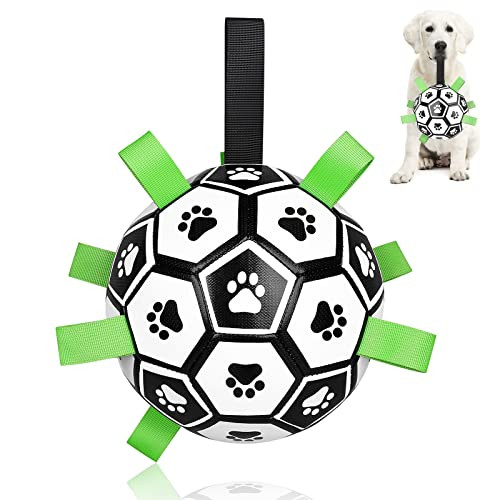 CHUKCHI Dog Toys Soccer Ball with Straps, Interactive Dog Toys for Tug of War,Puppy Birthday Gifts,Dog Water Toy,Dog Tug Toy,Durable Dog Balls for Small Medium & Large Dog（8 inch） | Amazon (US)