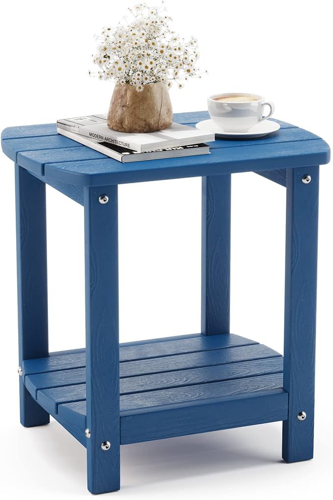 LUE BONA Adirondack Outdoor Side Table, Navy Blue Poly Outdoor Patio End Table Weather Resistant,... | Amazon (US)