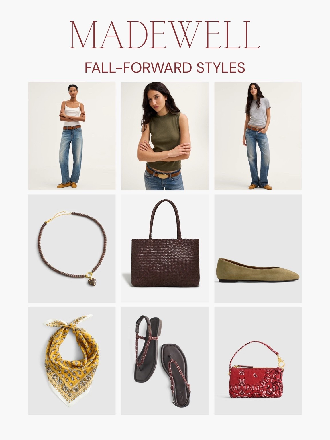 [8/3/26] transitional fall styles from @Madewell currently wearing size 30 short in denim and medium in ‘90s shell tank (100% cotton!!). Bag is a fav I’ve been using all summer in the color coffee bean styles with the clip-strap pouch + linking cute accessories to layer with!

#LTKxMadewell #LTKPetite #LTKSeasonal