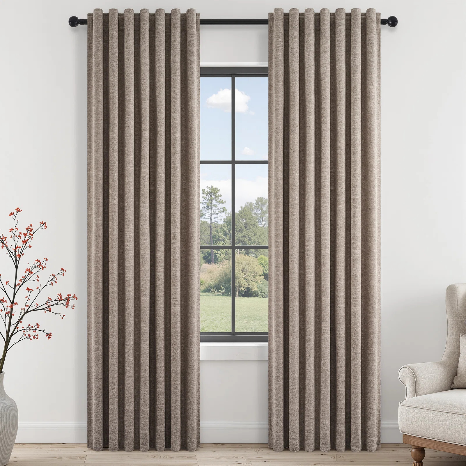 Latitude Run\u00ae Linen Blackout Curtains, Pinch Pleat Back Tab Full Blackout Drapes Farmhouse B... | Wayfair North America