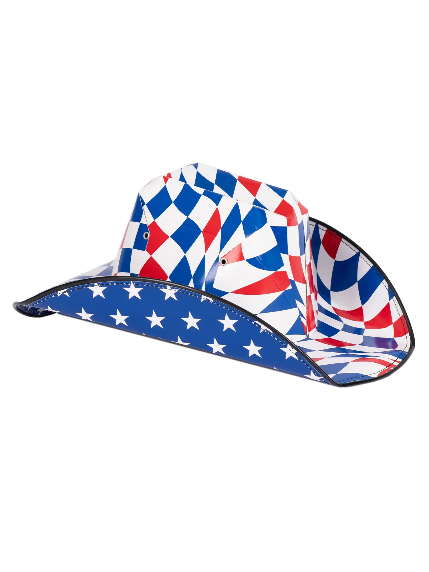 Patriotic Checkered Cardboard Cowboy Hat in White, Adult Unisex Party Accessory, by Way To Celebr... | Walmart (US)