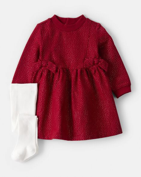 Baby Girl DayDream Fleece Bow Glitter Dress Set - Red | Carter's Inc