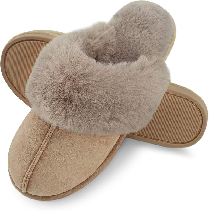 Womens Slipper Fuzzy Fluffy House Slippers Faux Fur Cozy Warm Soft Indoor Shoes Memory Foam Anti-... | Amazon (US)