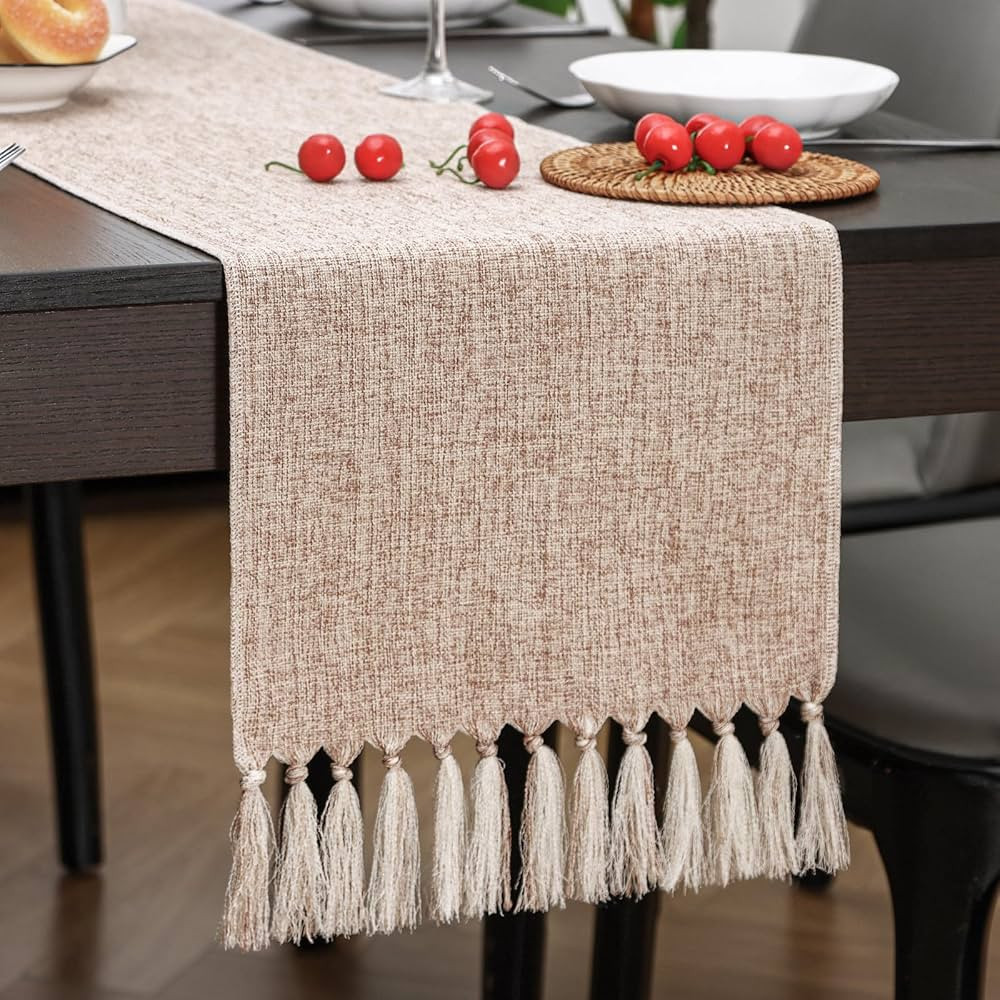 Aofmee Beige Table Runner 36 Inches Long, Burlap Linen Style Farmhouse Dining Room Table Runner f... | Amazon (US)
