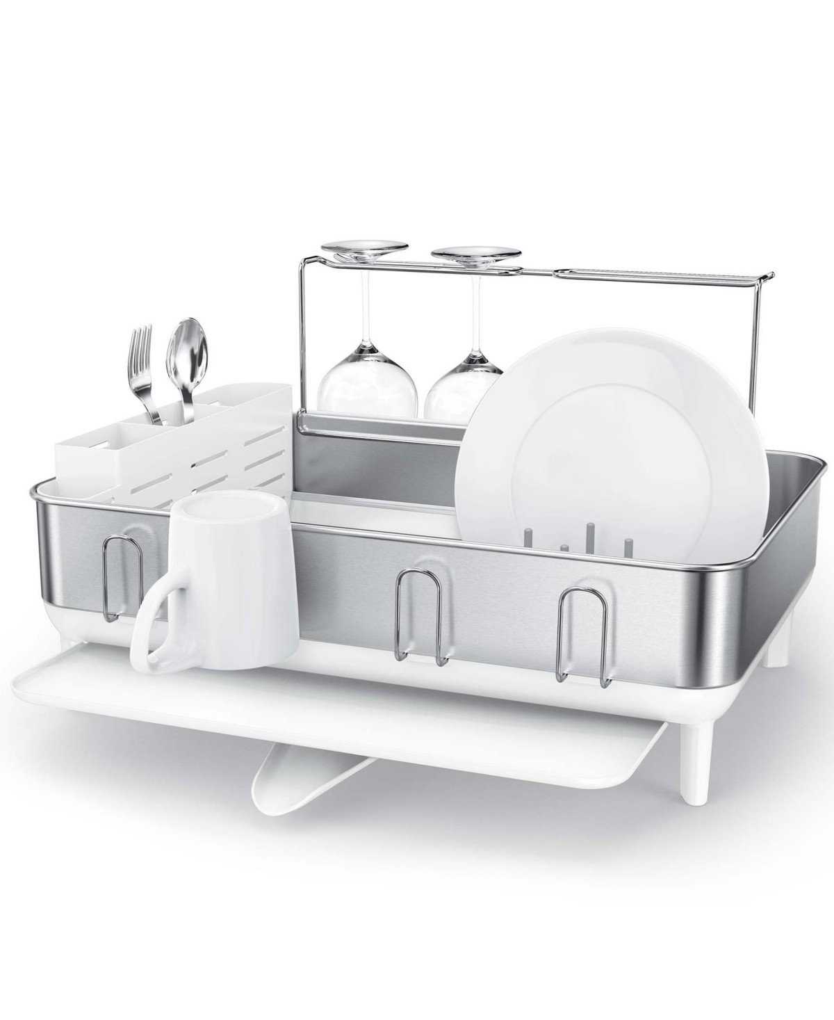 simplehuman Kitchen Dish Drying Rack with Swivel Spout, Fingerprint-Proof Stainless Steel Frame | Macys (US)