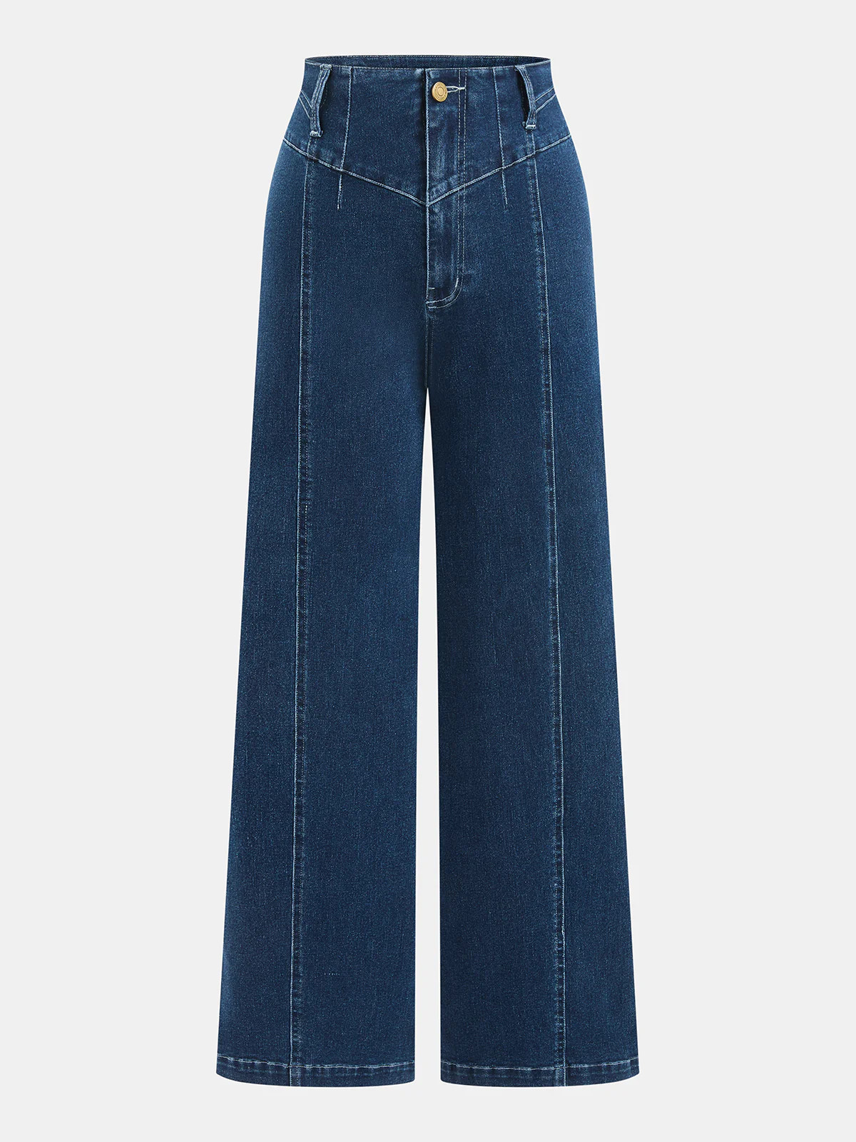 Mid-Waist Straight-Leg Denim Pants | Commense