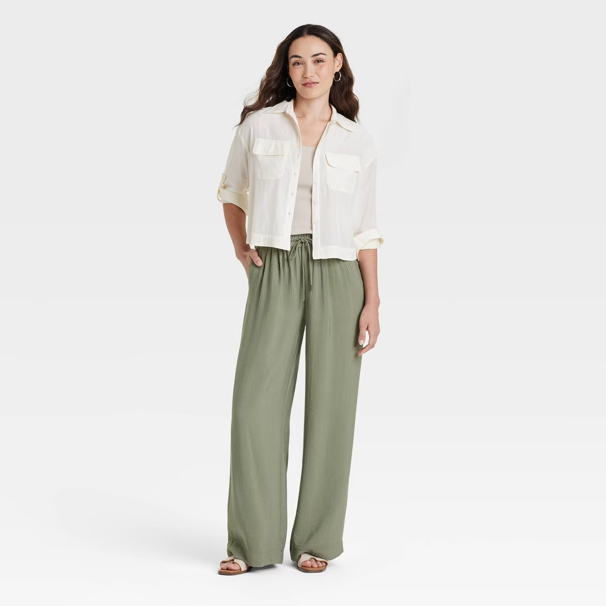 Women's High-Rise Wide Leg Pull-On Pants - A New Day™ | Target