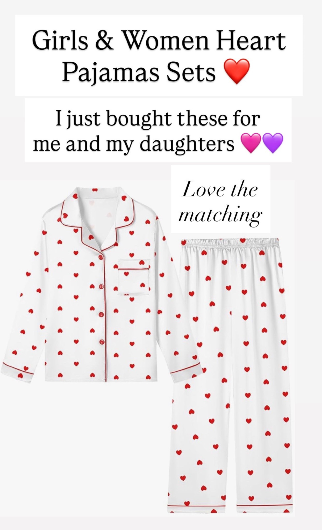 I love these matching pajamas for Valentine’s Day for moms and daughters

#LTKootd