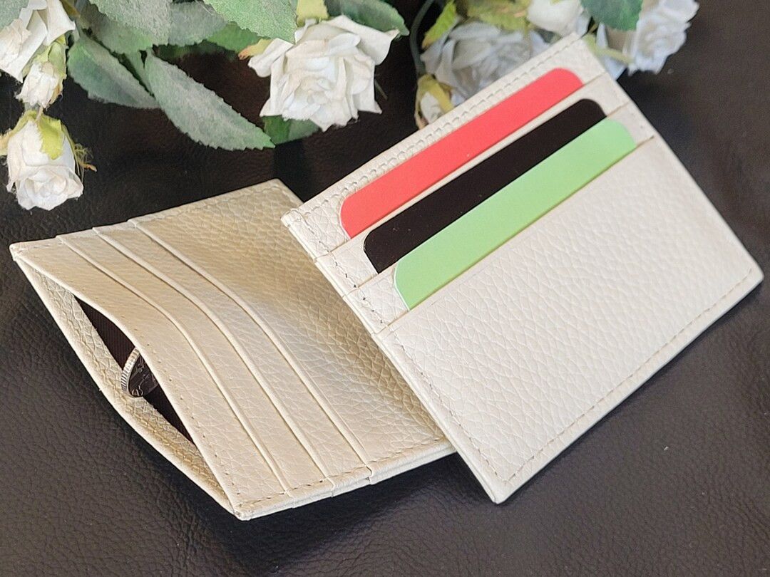 White Cardholder, Leather Wedding Purse, Slim Ivory Card Holder, Real Leather, Cream Credit Card ... | Etsy (US)
