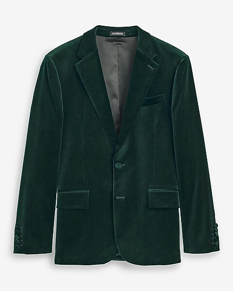 Slim Dark Green Velvet Tuxedo Jacket | Express