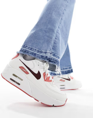 Nike Air Max 90 LV8 SE sneakers in off white and dark team red | ASOS (Global)