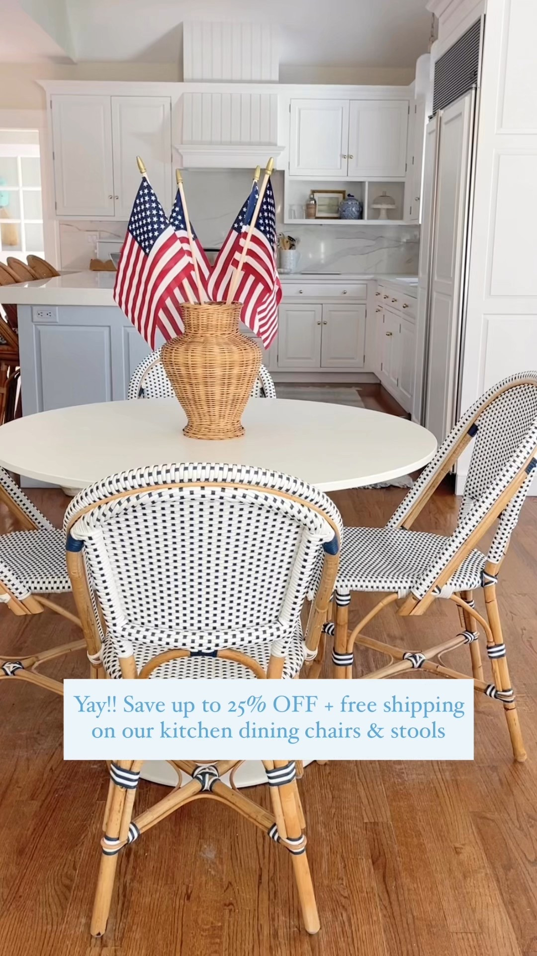 Limited time only!! Save up to 25% OFF & score free shipping 🙌🏻 on our best selling kitchen dining chairs & counter stools!! Highly recommend buying them when they’re on sale w/ free shipping!!! Our gingham rug is included in the sale too! 🤍

Kitchen table: IKEA docksta table
Counter stools cushions: bought at homegoods!
Island paint color: BM blue heather 

#LTKSummerEdit #LTKHome #LTKSaleAlert