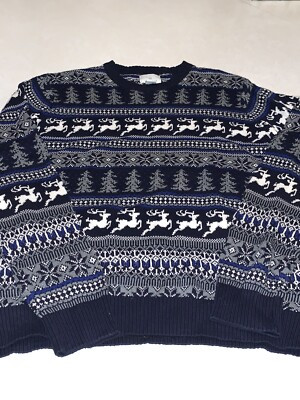 Aspen Men’s Sweater Reindeer Snowflake Fair Isle Gray Blue Christmas Size XL New  | eBay | eBay US