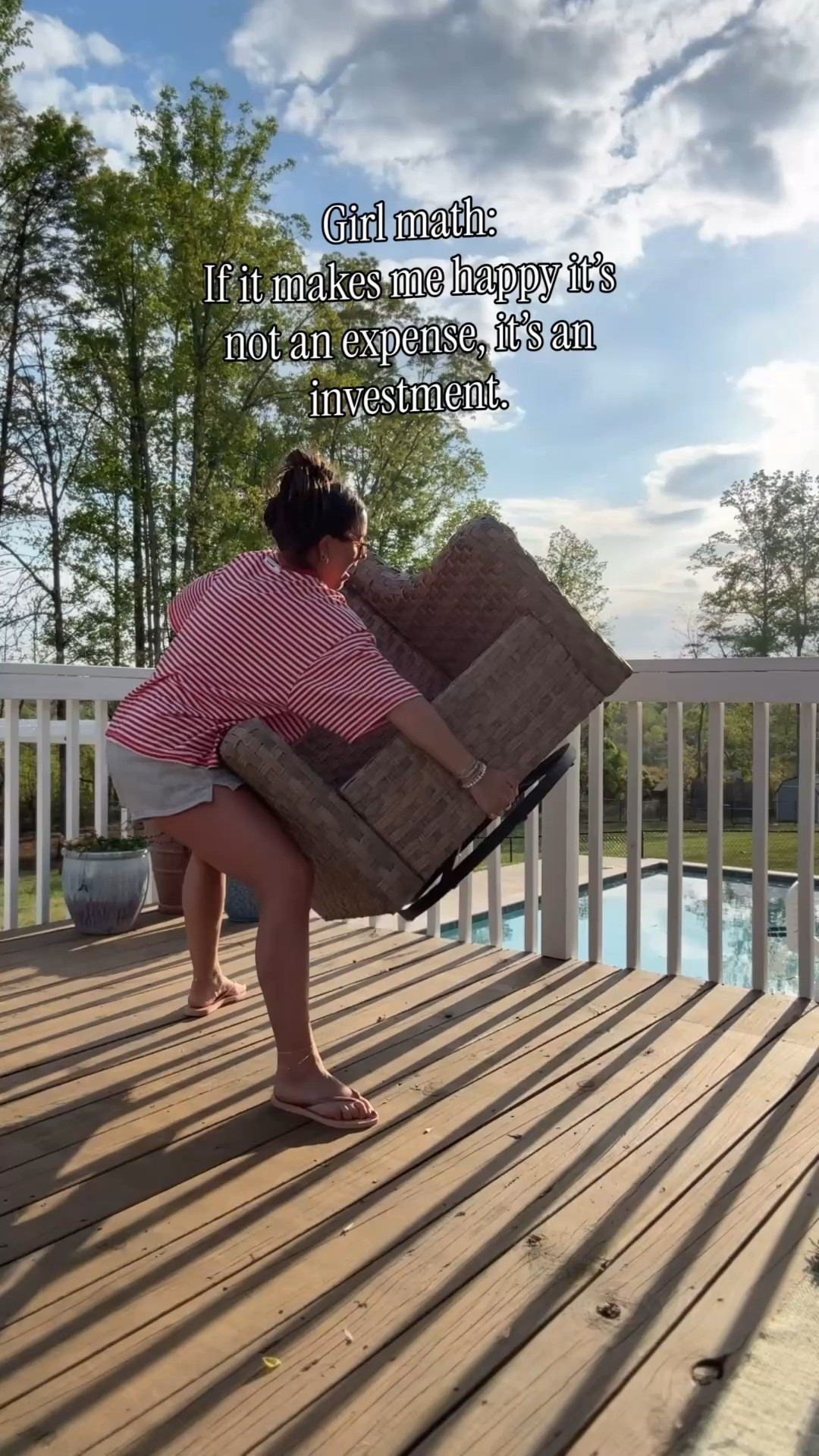 Just buy it girl can’t take the money with you when you go . Tea is from Free People shorts or Old Navy chair and cushions or Walmart.

This outdoor patio set is absolutely amazing

#LTKstorytime #LTKdayinmylife #LTKHome