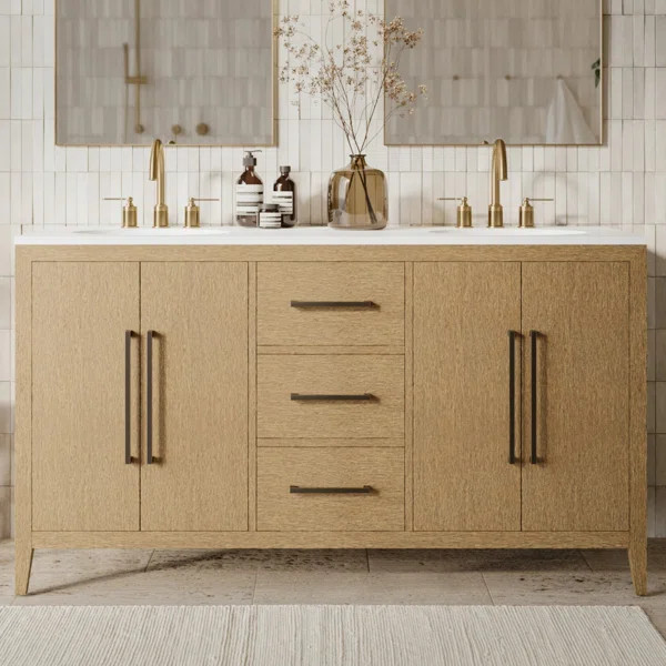 Alsup 60'' Double Bathroom Vanity with Quartz Top | Wayfair North America