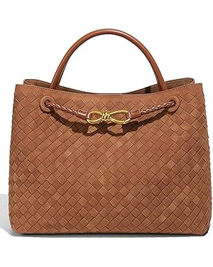 Suede Woven Tote Bag for Women PU Leather Hobo Bags Casual Crossbody Purse Shoulder Satchel Bag T... | Amazon (US)