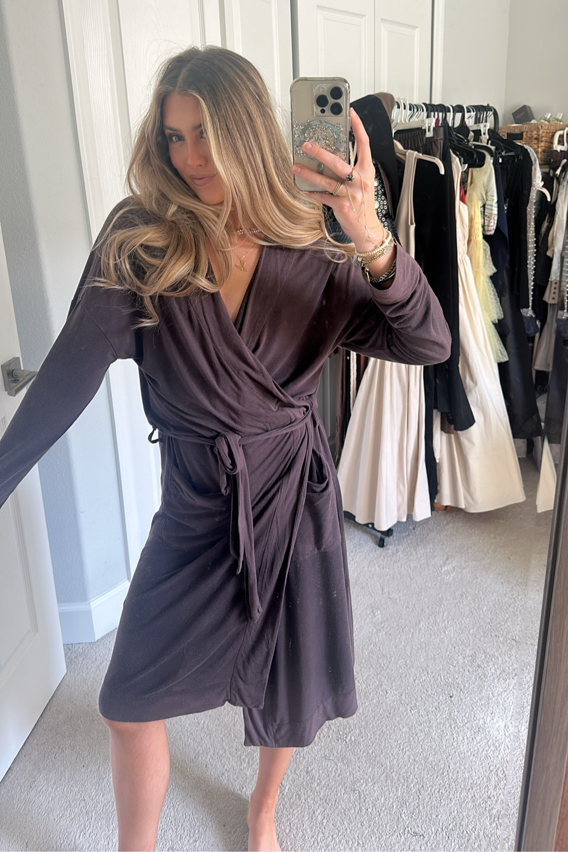 May not be the cutest but this is the BEST robe ever from Nuuds wearing XS/S. Sweat-free GRWM moments in this little number. A light and airy take on your favorite robe, featuring a self-tie belt and two front pockets

#LTKSeasonal #LTKFindsUnder100 #LTKBeauty