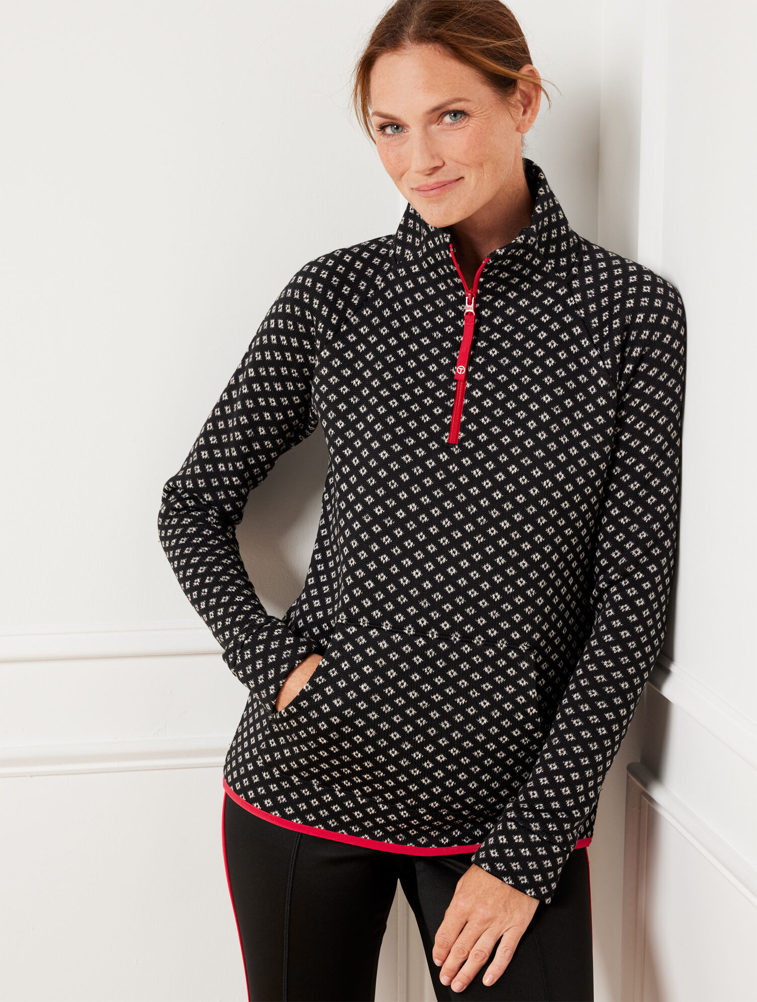 Fleeceback Half-Zip Pullover - Mini Diamond Geo | Talbots