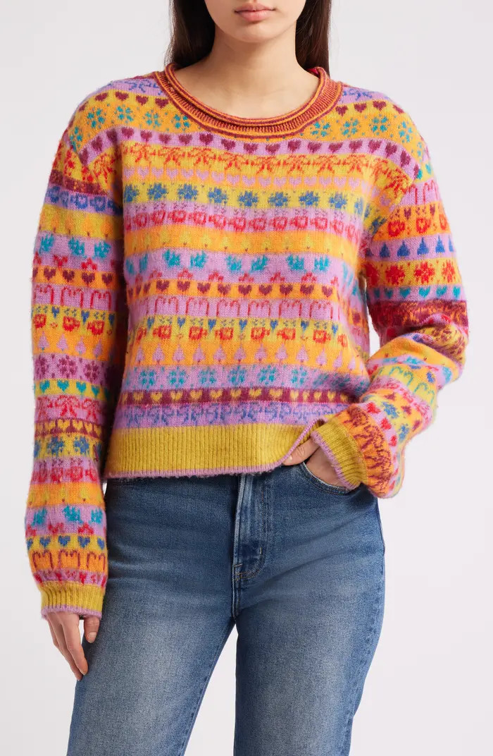 Favorite Things Mixed Print Wool Blend Sweater | Nordstrom
